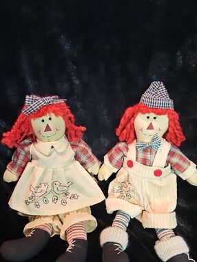 Handmade-Style Rag Doll Pair in Red Hair - Home Accents Decor